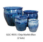 Load image into Gallery viewer, Tall Fishbowl 11" Drip Marble Blue