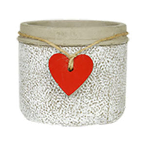 Classic Cement Red Heart Pot fits 4.5"