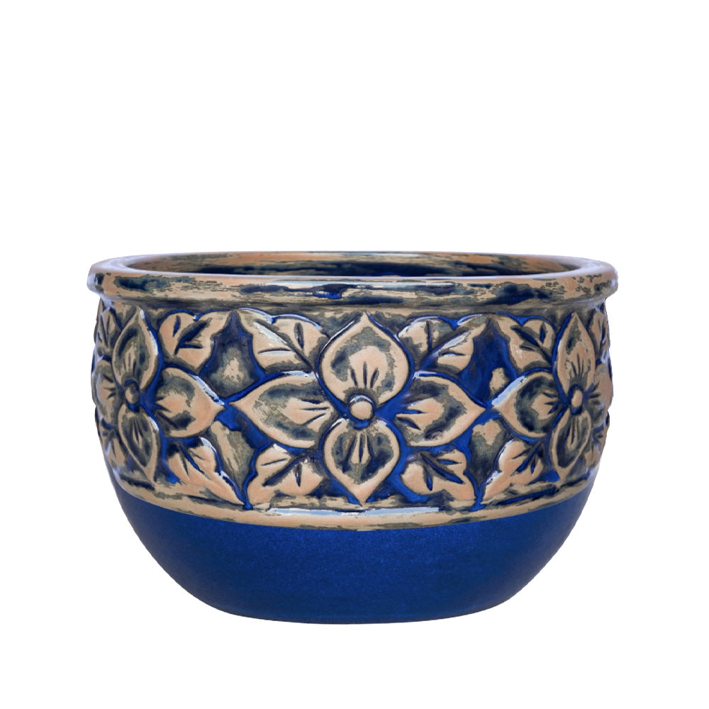 Dogwood Bowl 12.4" Scrape Blue