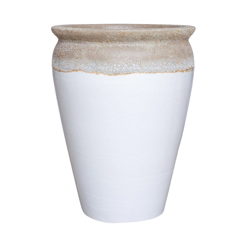 Tall Wide Mouth Jar Volcanic 21.3" White