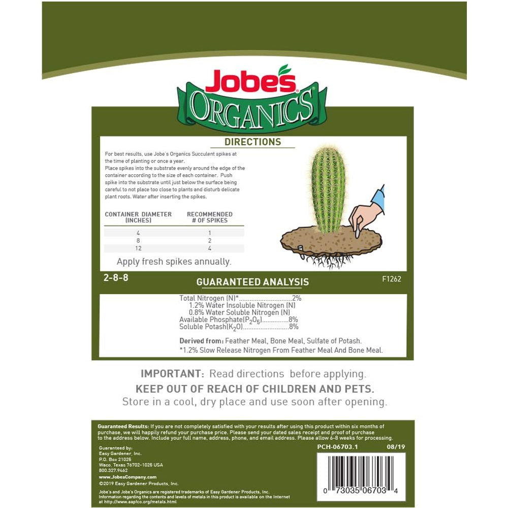 Organic Succulent Spikes, Jobe's Organics