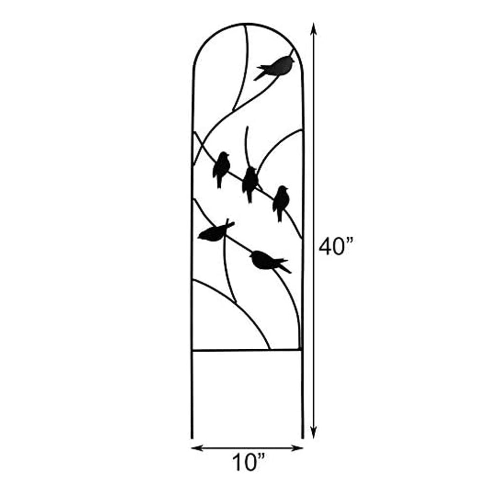 Trellis, 40" Perched Bird Black